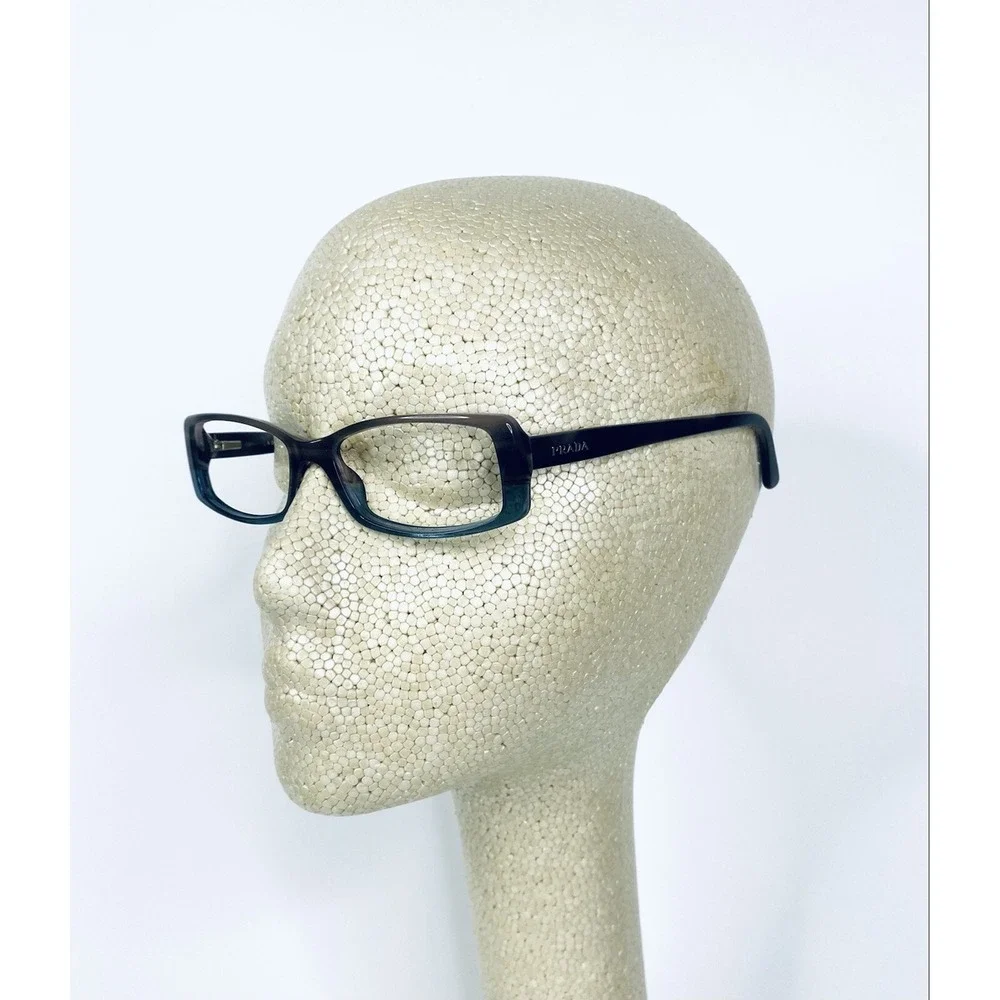 Prada Smoke Gray Wood Grain Blue Clear Glasses Blue Grey Temples Italy 51 15 135